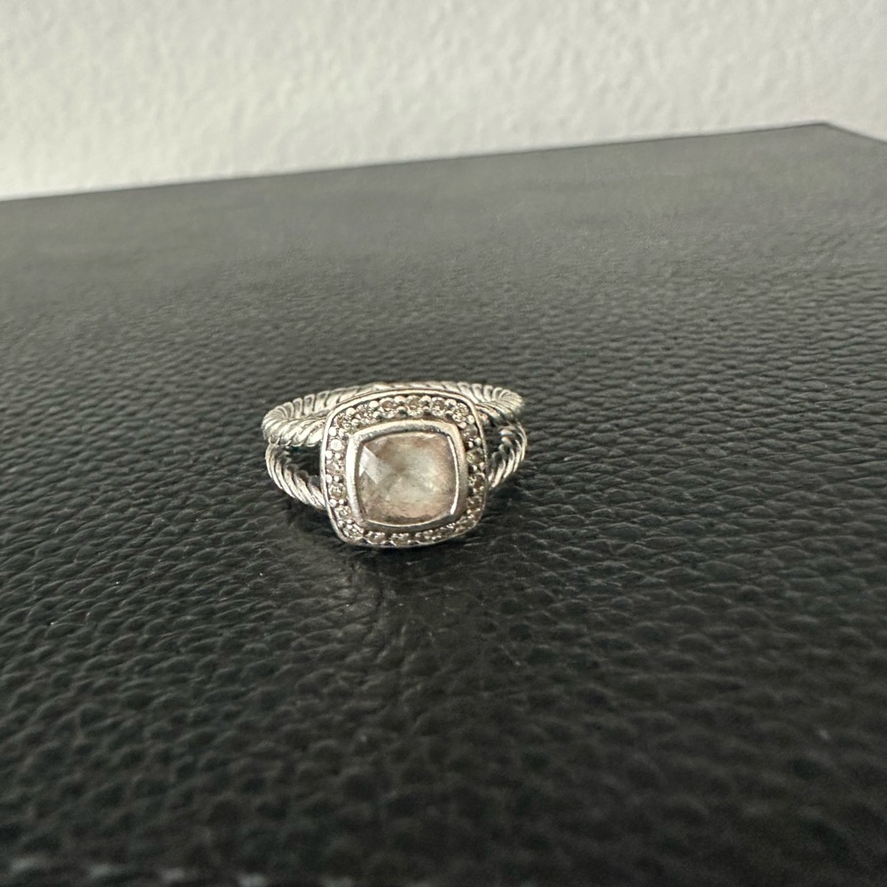 David Yurman Petite Albion ring. Sterling silver with white topaz and diamonds.